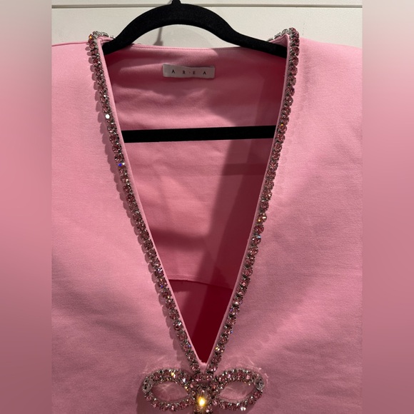 NWT AREA pink crystal bow v neck t shirt dress - Picture 8 of 12